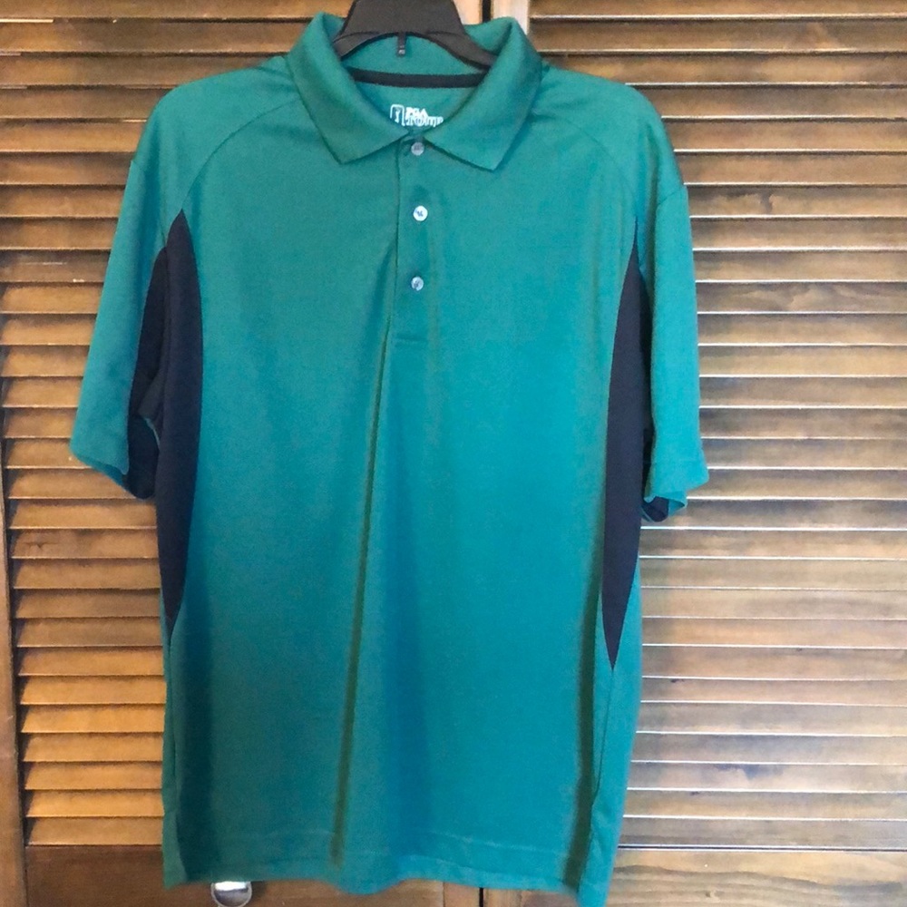 Men's PGA Tour Golf Polo Green with Black Side Block - Size Small ⛳️🏌️